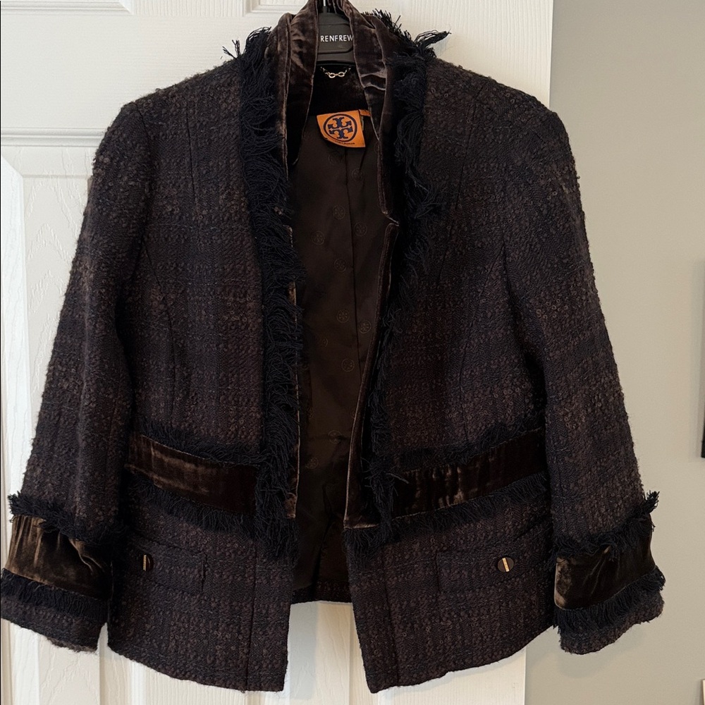Tory Burch Dark Brown Textured Blazer